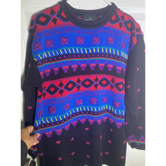 Carole Little Women Sweaters M multi colored VTG - Picture 5 of 7
